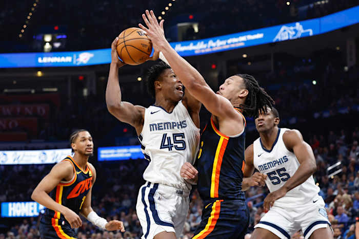 GG Jackson works to try and get around an Oklahoma City Thunder defender. (03-10-24)